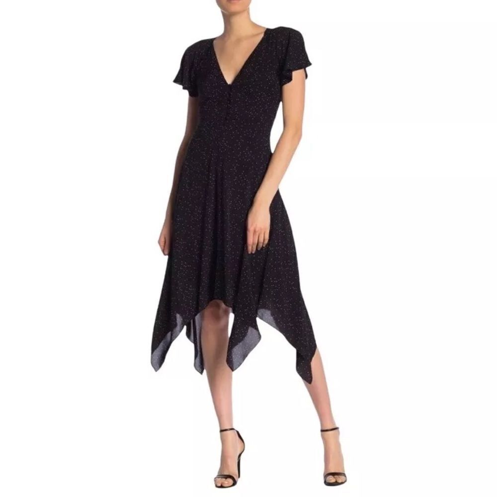 Joie Tamyra Heart Print Midi Cocktail Dress Polka Dot Size 0